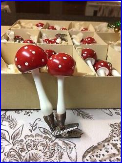 Eggeling Austria Clip On Blown Glass Mushroom Antique Christmas Ornaments Box 15