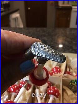 Eggeling Austria Clip On Blown Glass Mushroom Antique Christmas Ornaments Box 15