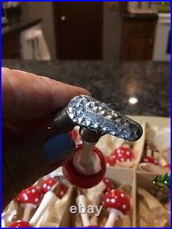 Eggeling Austria Clip On Blown Glass Mushroom Antique Christmas Ornaments Box 15