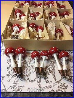 Eggeling Austria Clip On Blown Glass Mushroom Antique Christmas Ornaments Box 15