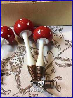 Eggeling Austria Clip On Blown Glass Mushroom Antique Christmas Ornaments Box 15