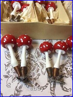 Eggeling Austria Clip On Blown Glass Mushroom Antique Christmas Ornaments Box 15