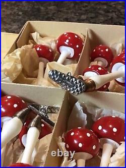 Eggeling Austria Clip On Blown Glass Mushroom Antique Christmas Ornaments Box 15