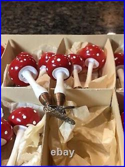 Eggeling Austria Clip On Blown Glass Mushroom Antique Christmas Ornaments Box 15