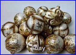 Elegant White Gold Christmas Baubles 20 Handcrafted Glass Decorations
