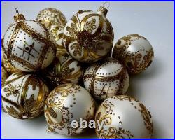 Elegant White Gold Christmas Baubles 20 Handcrafted Glass Decorations