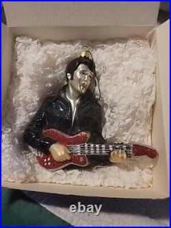 Elvis Presley Playing Guitar Kurt Adler Polonaise Glass Christmas Ornament RARE