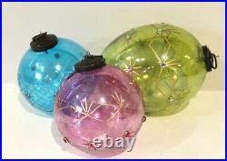 Extra-Large Cut-Glass Ornaments with Crystals, Pink, Green, Blue Pastel