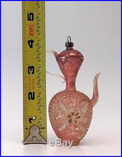 Extremely Rare Antique German Pink Bumpy Glass Coffee Pot Christmas Ornament