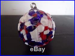 Extremely Rare Weishar Moon & Star Red White & Blue Slag Christmas Tree Ornament