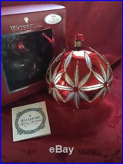 FLAWLESS Exquisite WATERFORD Limited Edition Crimson Red BALL Christmas Ornament