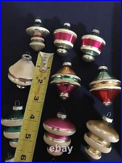 Fabulous 12 Vintage Mercury Glass UFO Lantern Shiny Brite Christmas Ornaments