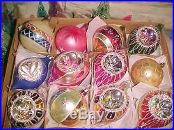 Fancy & Glitzy cHiC Vtg Antique shabby Pink Poland Indents Glass Xmas Ornaments