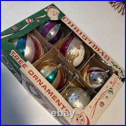 Fantasia Jumbo Mercury Glass Vintage Christmas Ornaments 6pc Set with Box Poland