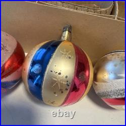 Fantasia Jumbo Mercury Glass Vintage Christmas Ornaments 6pc Set with Box Poland