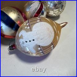 Fantasia Jumbo Mercury Glass Vintage Christmas Ornaments 6pc Set with Box Poland
