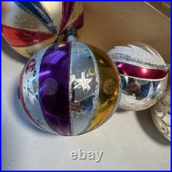 Fantasia Jumbo Mercury Glass Vintage Christmas Ornaments 6pc Set with Box Poland
