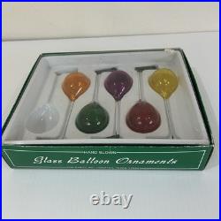 Faroy Set of 5 Handblown Glass Balloon Christmas Ornaments Clip-On Multicolored