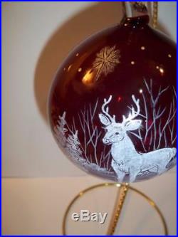 Fenton Glass Red Deer Buck Blown Christmas Ornament NFGS 2017 Susan Bryan