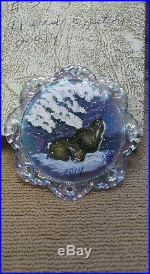 Fenton Xmas Clear Irridescet Ornament Extremely Rare Ltd #3/5 2014 Rabbits