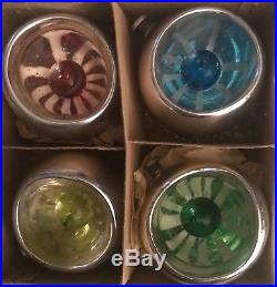 Four Vintage 1950s Mercury glass liquid Christmas ornaments-Kaleidoscope-Boxed