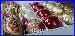 Frontgate 21 Red & Gold Glass Christmas Tree Ornaments Holiday Collection NEW