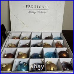 Frontgate Christmas Ornament Set Multi-Crystal, Hand-Painted Glass 20 Pieces