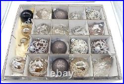 Frontgate Holiday Glass Handblown Embellished Mixed Box of (19) Ornaments