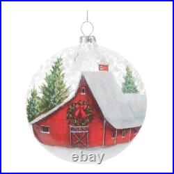 Frosted Barn Ball Ornament (Set of 12)