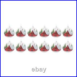 Frosted Barn Ball Ornament (Set of 12)