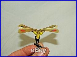German Antique Clip On Spun Glass Wings Butterfly Moth Christmas Ornament 1900's