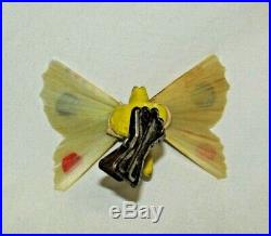 German Antique Clip On Spun Glass Wings Butterfly Moth Christmas Ornament 1900's
