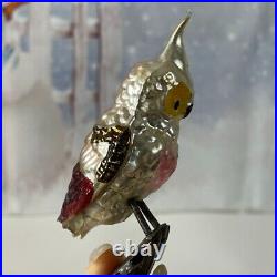 German Antique Glass Bumpy Owl Victorian Christmas Ornament Clip On 1900's