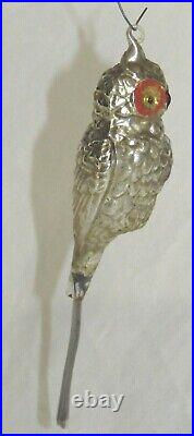 German Antique Glass Bumpy Owl Victorian Christmas Ornament Decoration 1900's