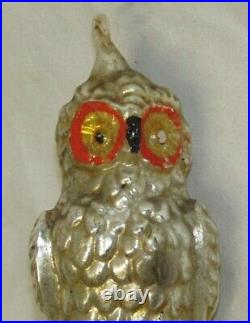 German Antique Glass Bumpy Owl Victorian Christmas Ornament Decoration 1900's