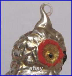 German Antique Glass Bumpy Owl Victorian Christmas Ornament Decoration 1900's