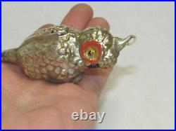 German Antique Glass Bumpy Owl Victorian Christmas Ornament Decoration 1900's