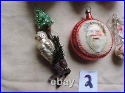 German Antique Glass Christmas Ornament figural 1940's Lot #2