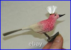 German Antique Glass Clip On Bumpy Mohawk Bird Vintage Christmas Ornament 1930s