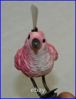 German Antique Glass Clip On Bumpy Mohawk Bird Vintage Christmas Ornament 1930s