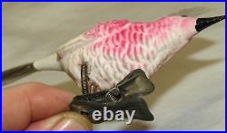 German Antique Glass Clip On Bumpy Mohawk Bird Vintage Christmas Ornament 1930s