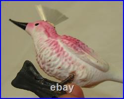 German Antique Glass Clip On Bumpy Mohawk Bird Vintage Christmas Ornament 1930s