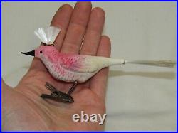 German Antique Glass Clip On Bumpy Mohawk Bird Vintage Christmas Ornament 1930s