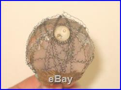 German Antique Glass Dresden Wax Wire Wrapped Victorian Christmas Ornament 1900s
