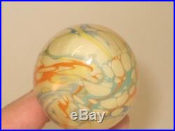 German Antique Glass End Of Day Marble Swirl Vintage Christmas Ornament 1930's