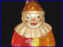 German Antique Glass Figural Clown On Ball Two Piece Christmas Ornament 1930's