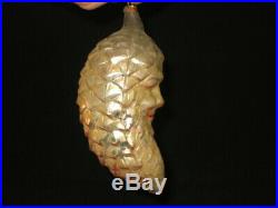 German Antique Glass Figural Large Man On A Pinecone Christmas Ornament 1900's