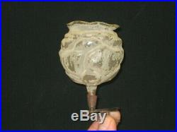 German Antique Glass Figural Rose Clip On Candle Lamp Christmas Ornament 1890's