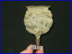 German Antique Glass Figural Rose Clip On Candle Lamp Christmas Ornament 1890's