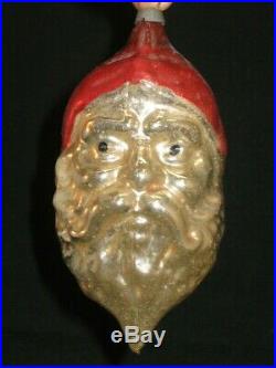 German Antique Glass Figural Santa Christmas Ornament Vintage Decoration 1900's